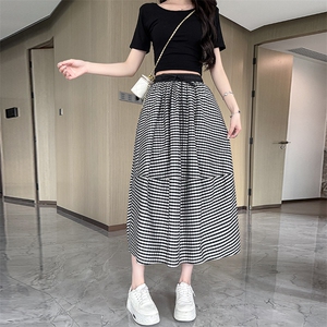 水衣源2719款半身裙女夏季新款A字版显瘦伞裙格纹气质半裙图片