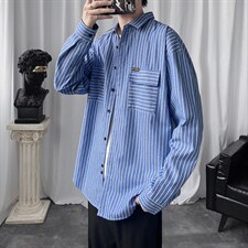 港风条纹衬衫男ins韩版宽松潮流百搭休闲衬衣C925-P35数据好现货，男装衬衫，电商A157-1
