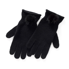 秋冬季335%羊绒休闲百搭优雅貂绒毛球手套，手套，蒙娇羊绒