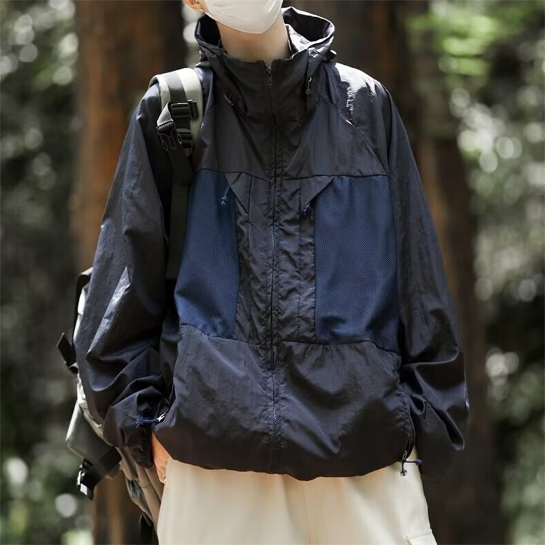 2024连帽防晒衣夏季薄款拼接高街潮户外防晒外套HT75P46,男装防晒衣,星座1116-2