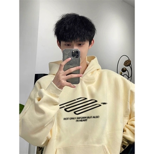 抖音得物 高品质印花连帽卫衣 秋冬装美式宽松连帽纯色卫衣ADL111图片