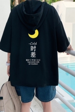 LD54047-P45连帽短袖t恤男大码胖子带帽五分袖中袖，男装T恤，电商A040
