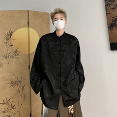 2024春季新款盘口立领高级感衬衣中式长袖衬衫男现货W8151-P42，男装衬衫，星座512-4
