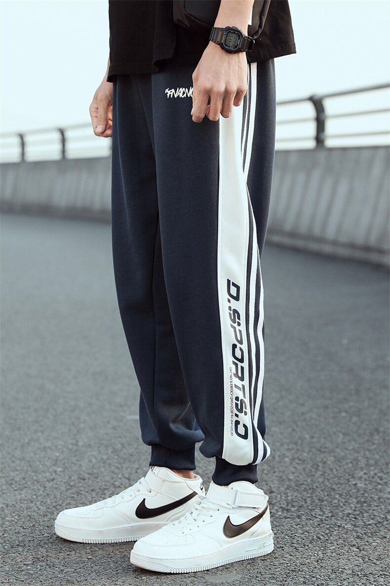 主推2024秋款日系宽松大码撞色束脚休闲运动卫裤0548-P40，男装休闲裤，星座914-3