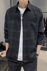 男士加绒加厚格子衬衫潮流休闲衬衣外套潮DS606T，男装衬衫，电商A102