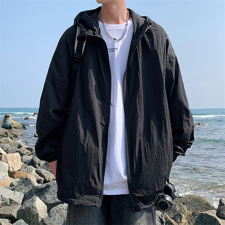 特批P45无差价夏季防紫外线UPF50+速干薄款痞帅夹克防晒服男J2600,男装防晒衣,电商A001