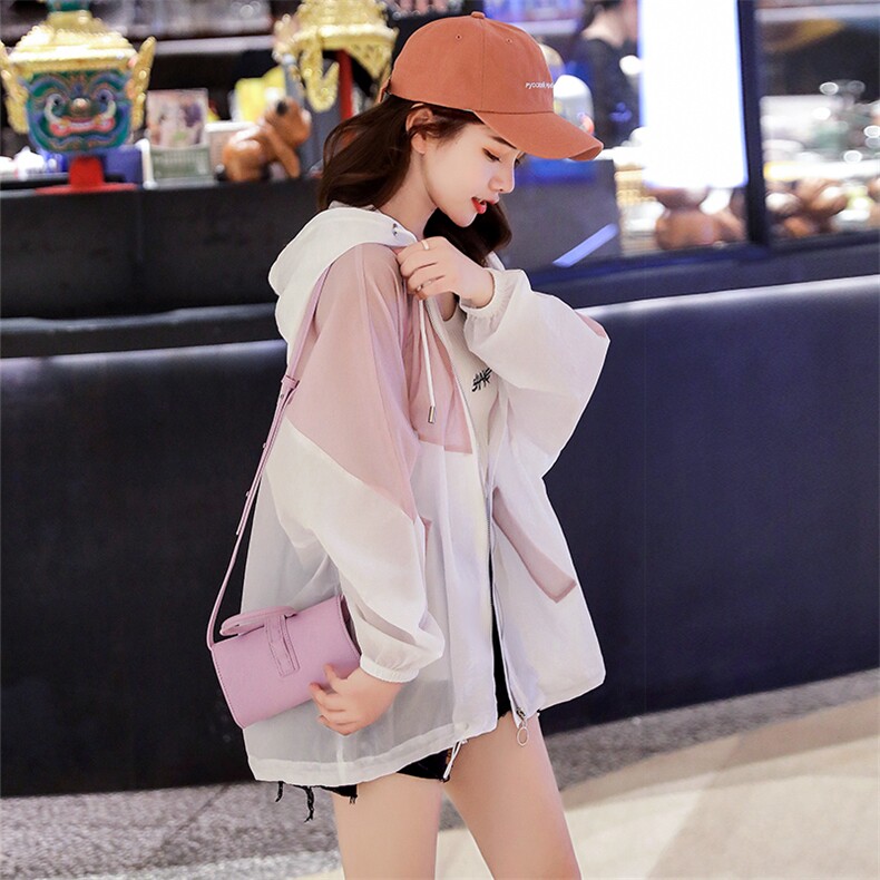 粉色防晒衣女夏季2025新款小个子宽松休闲运动户外防晒服薄款外套，女装防晒衣，浙宝281
