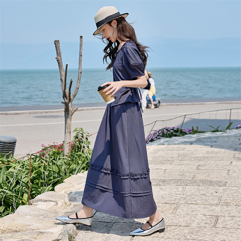 休闲套裙夏新品条纹针织披肩高品质衬衫半身裙夏季中国2025,女装套装/套裙,潮流依族
