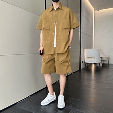 短袖衬衫男新款夏季薄款透气搭配一套短裤宽松翻领衬衣TZ071-P88，男装牛仔裤，星座308B-2