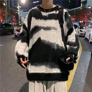 秋冬毛衣男韩版潮流宽松日系针织衫ins港风慵懒线衣外套M80-P45图片