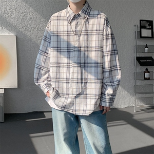 现货 CS1122-特批48 控88 活力格子衬衫男女宽松潮流长袖衬衣图片