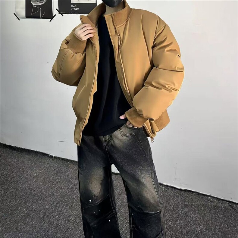 美式藏青色夹棉二棉外套男加厚冬季bomber飞行棉服高级感短款棉衣,男装棉衣,星座516A