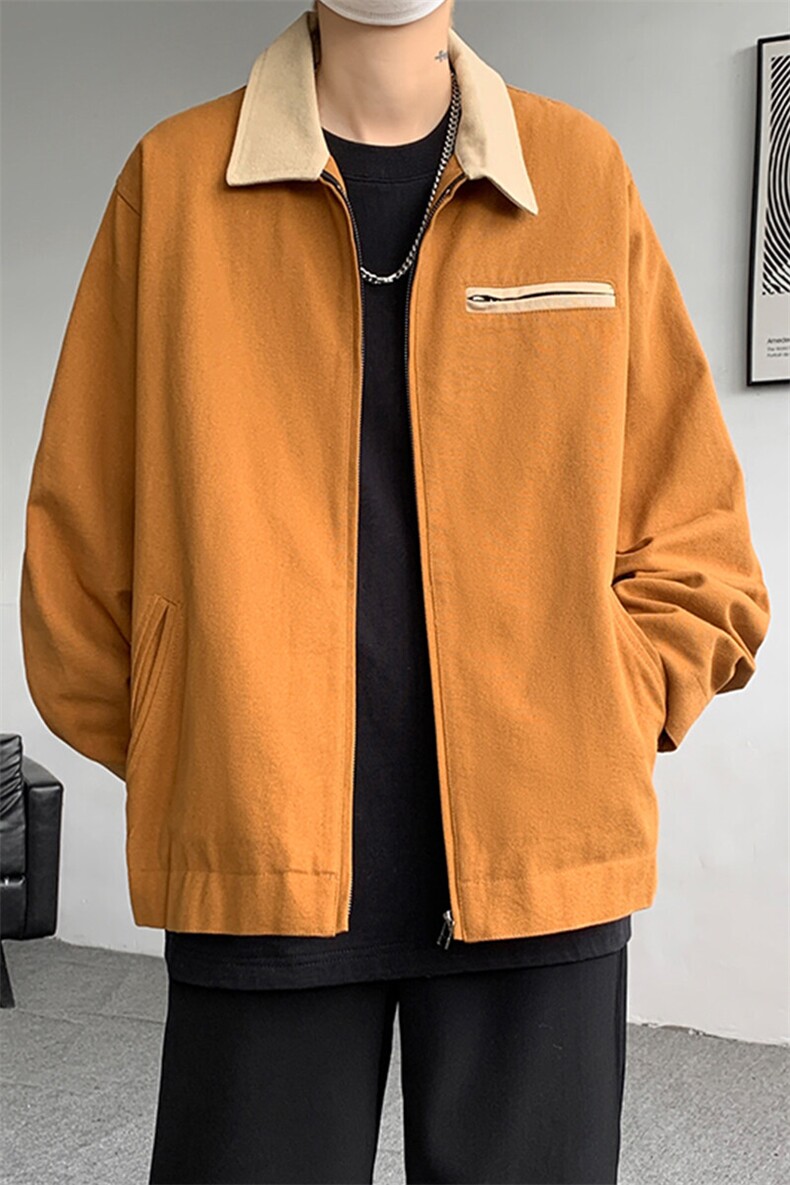 8XL-M春季水洗帆布短款夹克男生vintage美式复古工装外套JK003P98,男装夹克,电商B312