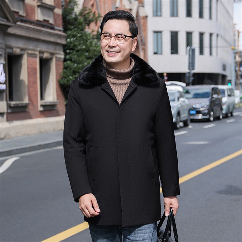 中老年男士冬季加厚保暖羽绒服男装新款商务休闲翻领爸爸装外套,男装羽绒服,电商B212（原钱塘6029）