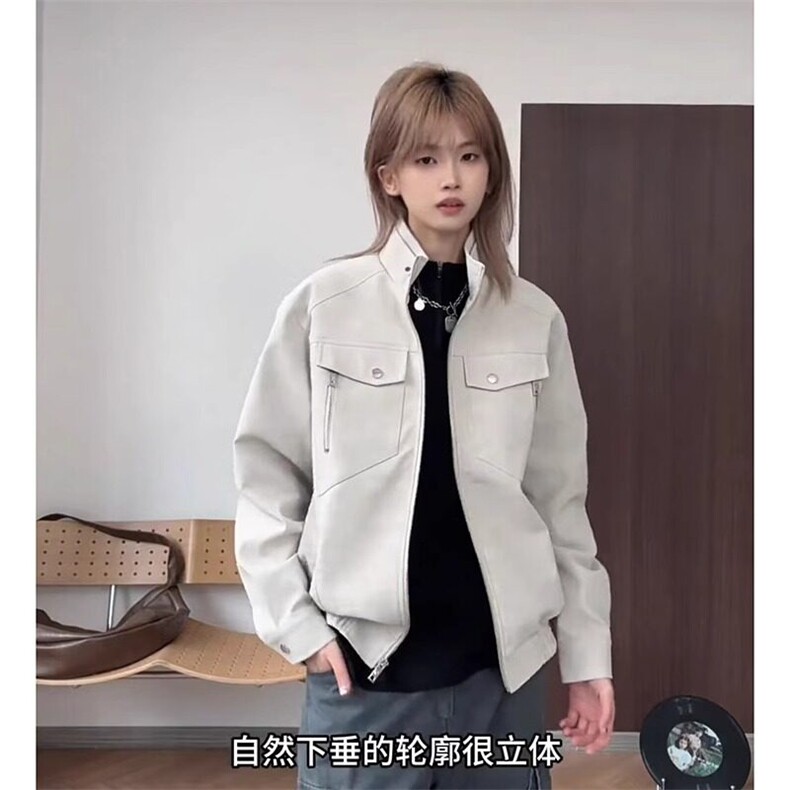 现货网图得物抖音品质春秋皮夹克扎染皮衣外套JK306-1，男装夹克，星座1904A