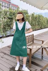 夏季新款两件套设计背带连衣裙，女装连衣裙，你别走