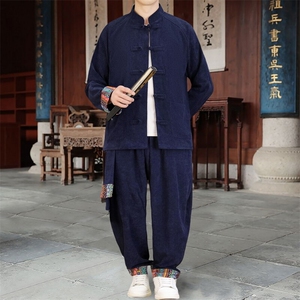 男士外套灯芯绒夹克套装盘扣立领风 XZ1512-2502套装-P130图片