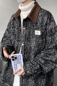 现货JK1165-特P65 撞色秋冬美式宽松上衣休闲夹克大码外套图片