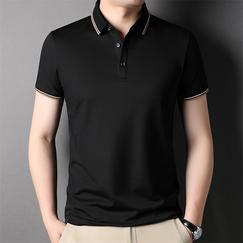 D77299钱塘2020-1夏季男士新款商务休闲翻领短袖精品T恤P50,男装T恤,钱塘207-2