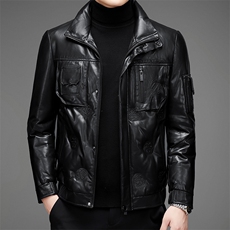 DLSN8116羽绒皮衣男头层绵羊皮白鸭绒羽绒服皮风衣P1300，男装皮衣，电商B360