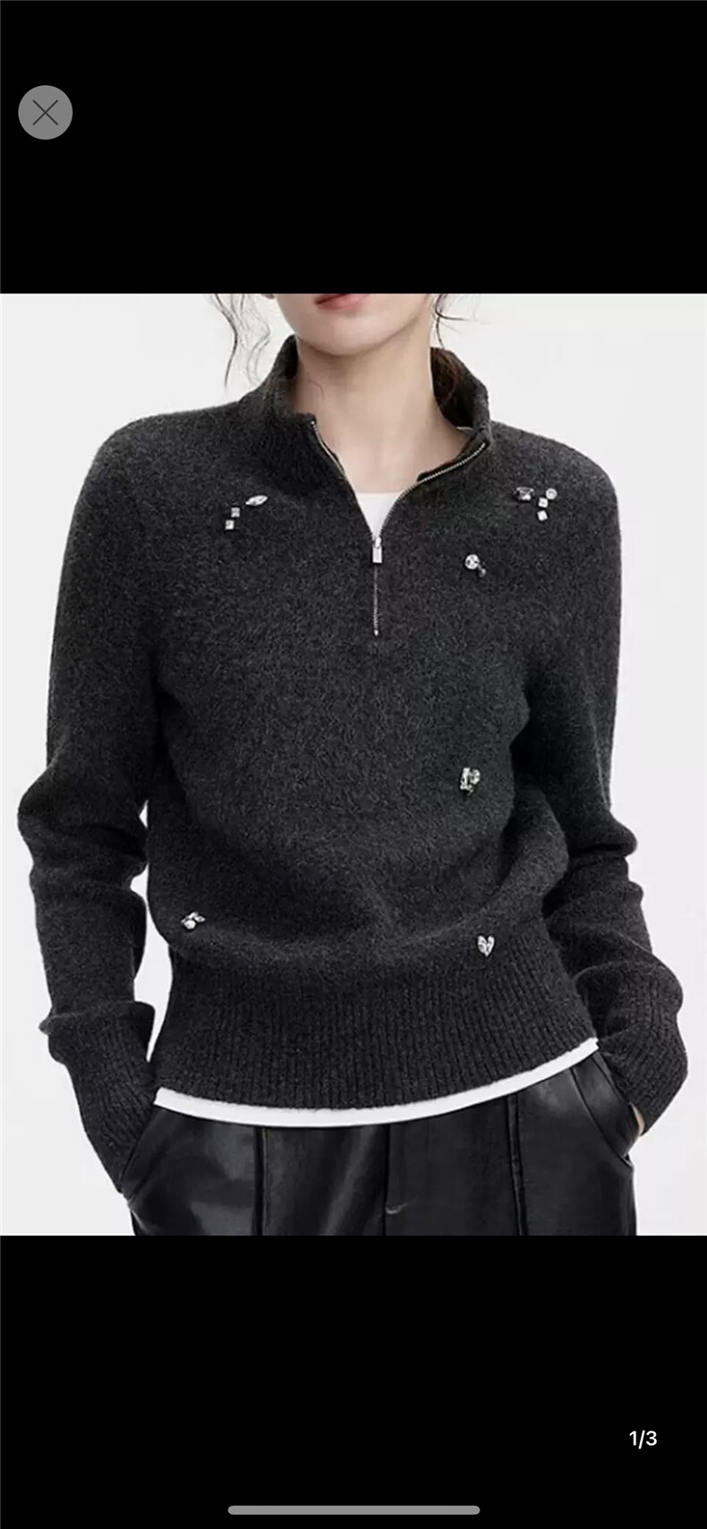 2025年秋季时尚百搭通勤简约休闲七针双股半拉链圆领，女装针织衫/毛衣，初韵羊绒