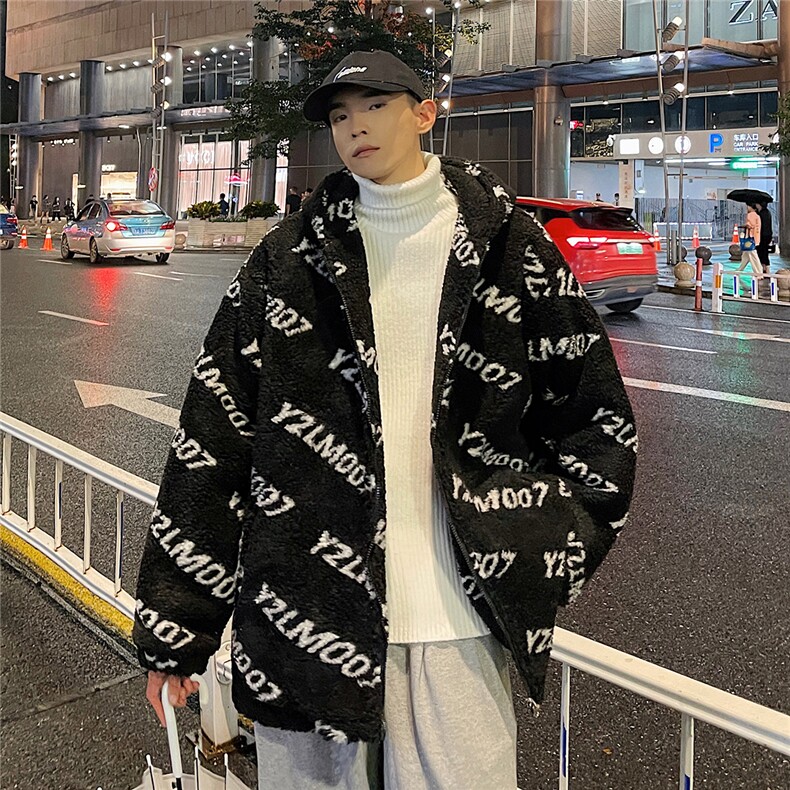 1港风定制LOGO羊羔毛棉衣大码M-5XL连帽棉衣外套男78710P105控148,男装棉衣,星座226-2