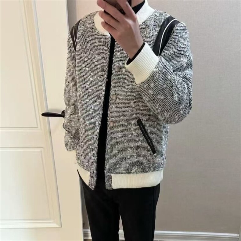W10423-P55网图现货网红棒球服外套美式复古撞色小香风夹克上衣,男装夹克,星座1608