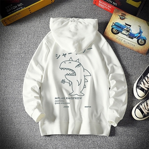 WY2092-P40 纯棉连帽卫衣男大码运动帽衫宽松薄外套男 麒麟风图片