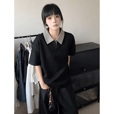 得物抖音高品质二开夏季美式潮牌假两件格子衬衫翻领高街短袖T恤，男装T恤，电商A486