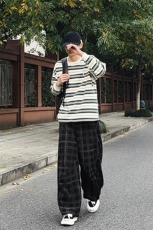 加绒卫裤肌理感格纹休闲裤男2025搭配卫衣毛衣日系裤子1030/P55，男装休闲裤，星座1412-2
