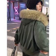 现货重磅boxy短款棉衣座山雕大毛毛领男女棉服水洗工装厚外套，男装棉衣，电商A486