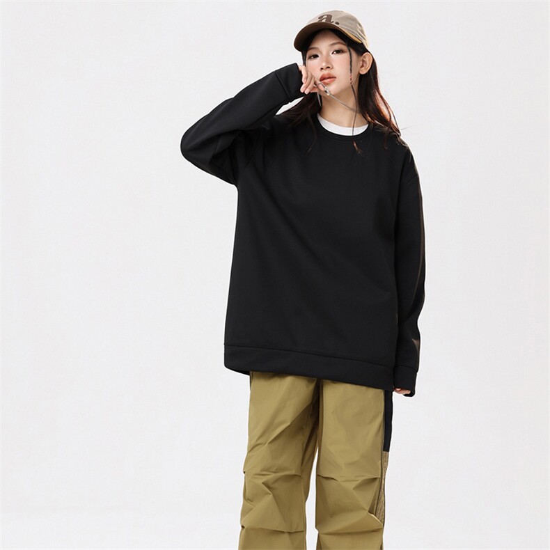 抖音得物重工品460克全棉重磅同底同色粗矿纹理美式纯色圆领卫衣，男装卫衣，电商A486-1