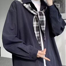 美式复古格子拼接撞色长袖衬衫男春秋季款潮牌痞帅高级感休闲衬衣，男装衬衫，星座506A
