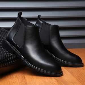 X4283-145切尔西靴男士2024冬季英伦风马丁靴加绒短靴图片