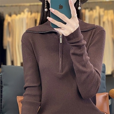 时尚百搭半高领长袖毛衣女修身显瘦针织衫，女装针织衫/毛衣，琳华羊绒