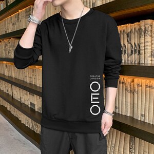 跑量卫衣男22秋季打底上衣潮流韩版宽松T恤时尚百搭长袖W002图片