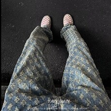 美式高街vibe裤子潮牌痞帅炸街提花满印牛仔裤1001-1-CN79-P45，男装牛仔裤，星座1001-1