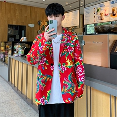 XZ01秋文艺男大码宽松西服东北大花潮牌开衫男女风民族特色，男装西服，星座115A(原星座507）