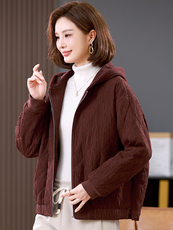 2025冬季连帽时尚休闲加厚保暖舒适棉服，女装派克服，独衣靓