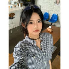 格子衬衫男女美式cleanfit高级感宽松百搭纯棉长袖衬衣潮CSW222，男装衬衫，星座516A