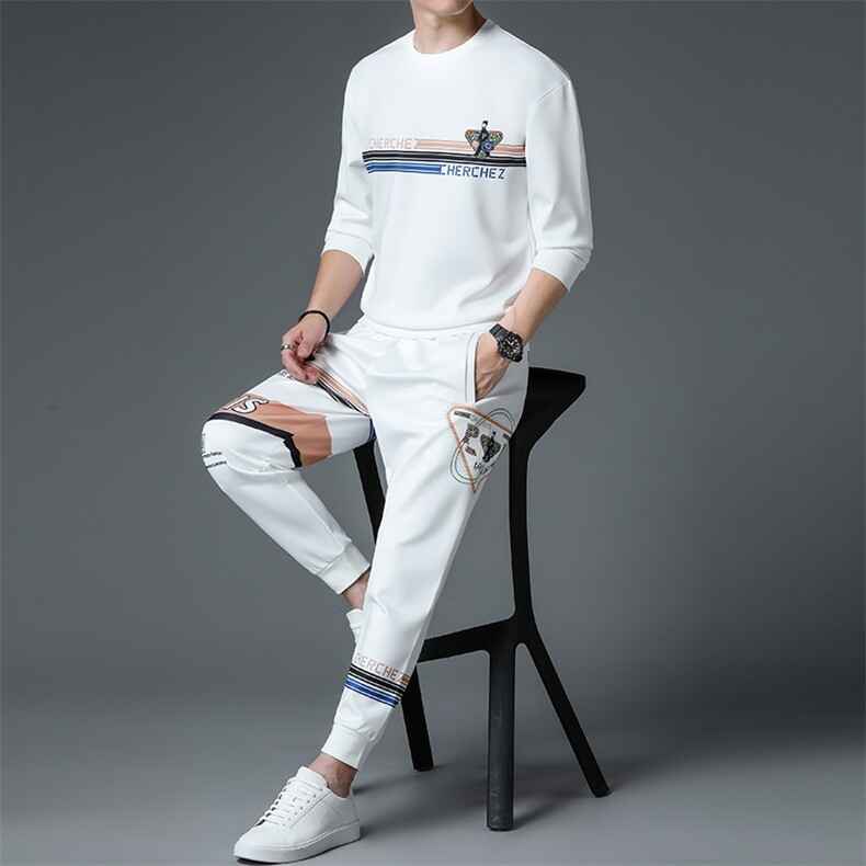 SXL9615秋季2023年新款男士长袖长裤修身休闲时尚卫衣套装P155,男装休闲套装,电商B360