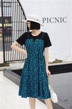 ［现货］假两件碎花连衣裙，补单款，你值得拥有！，女装连衣裙，友一有二