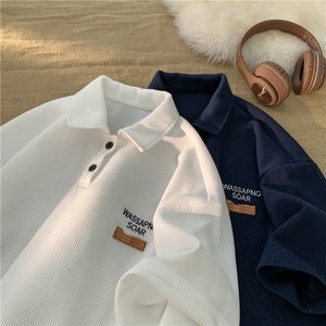 夏季华夫格刺绣贴标polo衫短袖平铺M~5XL XZ604-PL102-P45控58图片