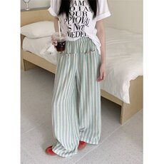 条纹裤女春秋夏季2025新款休闲宽松直筒小个子高腰垂感阔腿裤，男装休闲裤，星座1210-1