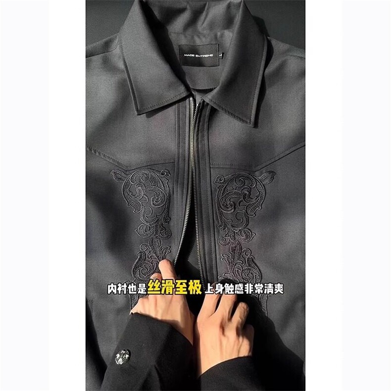 新中式雕花刺绣夹克男款春秋高级感痞帅男装正肩潮外套JK6631-P70,男装夹克,星座302B-2