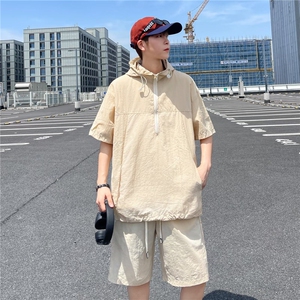 休闲运动短袖套装男夏季潮牌速干冰丝男士穿搭一整套图片