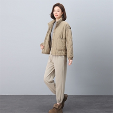时尚百搭女装套装简约休闲两件套舒适显瘦外套+宽松长裤，女装套装/套裙，叶笙衣