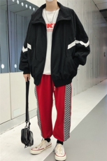 大货703-JK167-P65春季日系大码宽松夹克拼色休闲外套白墙，男装夹克，星座703