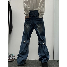 牛仔裤男重磅潮牌做旧裤子春秋季vibe美式宽松微喇长裤NG903，男装牛仔裤，星座1116A（原606A-3）