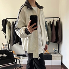 抖音得物高品质26春装美式高街重磅结构拼接织带立领卫衣外套CM42，女装短外套，电商A486